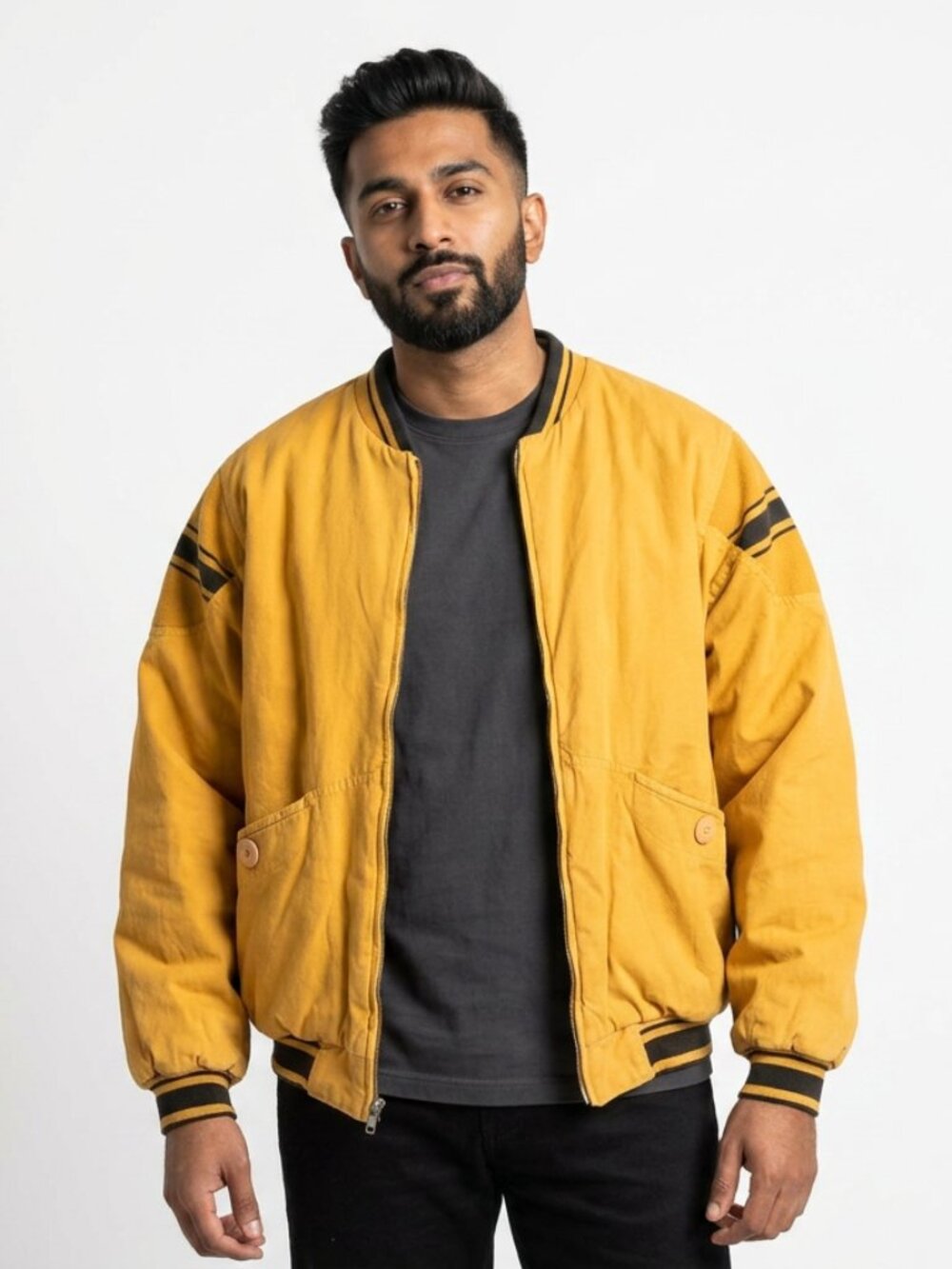 Pepe Clothing | Vintage Bomber Jacket | Men's M | Yellow | 80s | Made in HK
